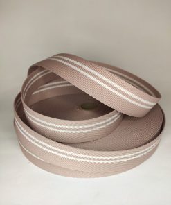 ALÇA LISTRADA 3 CM- ROSE COM BRANCO