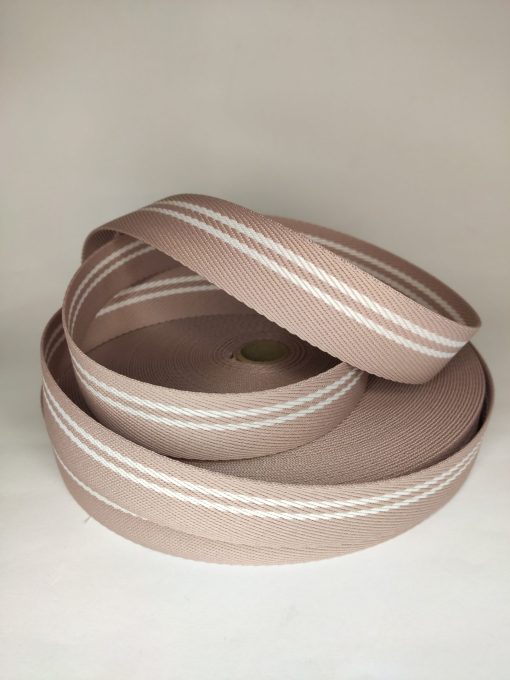ALÇA LISTRADA 3 CM- ROSE COM BRANCO