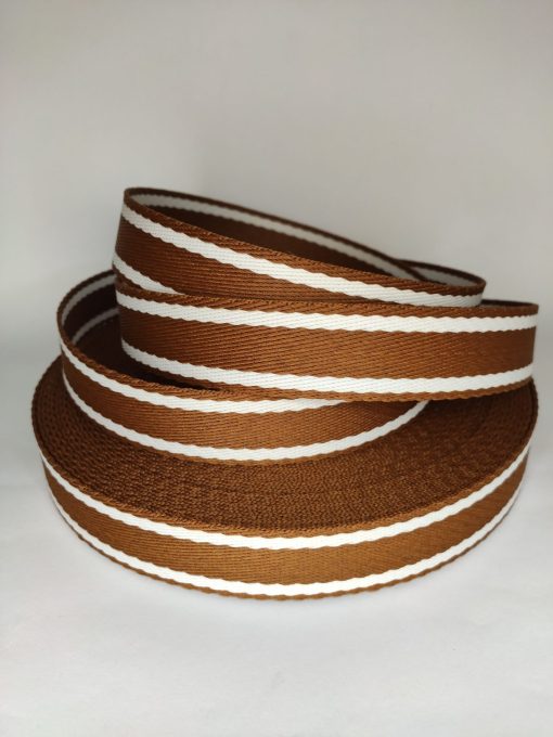 ALÇA LISTRADA 3 CM- CARAMELO COM BRANCO