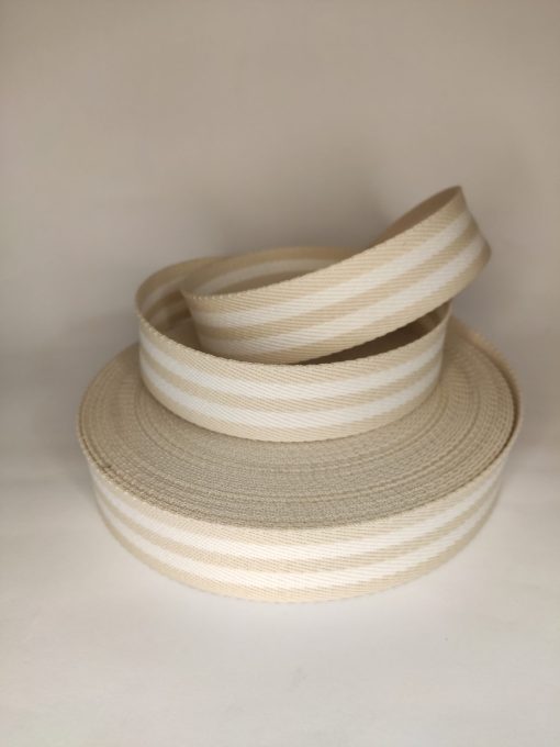 ALÇA LISTRADA 3 CM- MARFIM COM BRANCO