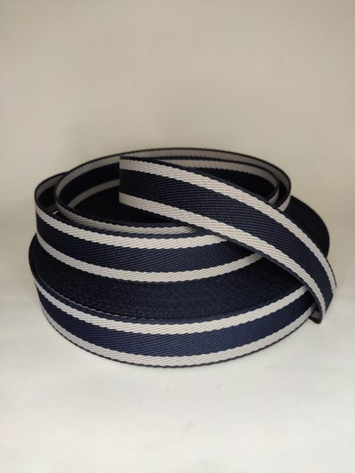 ALÇA LISTRADA 3CM AZUL MARINHO COM BRANCO
