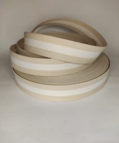 ALÇA LISTRADA 3CM MARFIM COM BRANCO