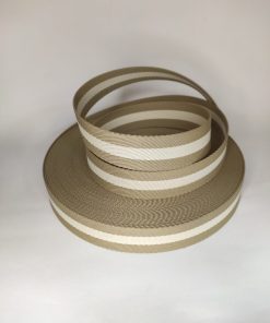 ALÇA LISTRADA 3CM BEGE COM BRANCO