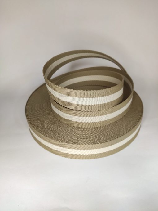 ALÇA LISTRADA 3CM BEGE COM BRANCO
