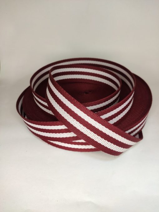 ALÇA LISTRADA 3 CM- VINHO COM BRANCO