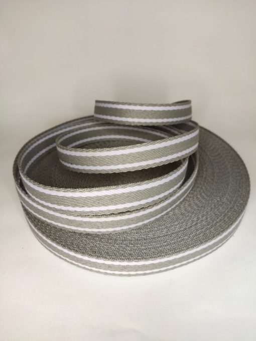 ALÇA LISTRADA 2CM CINZA COM BRANCO
