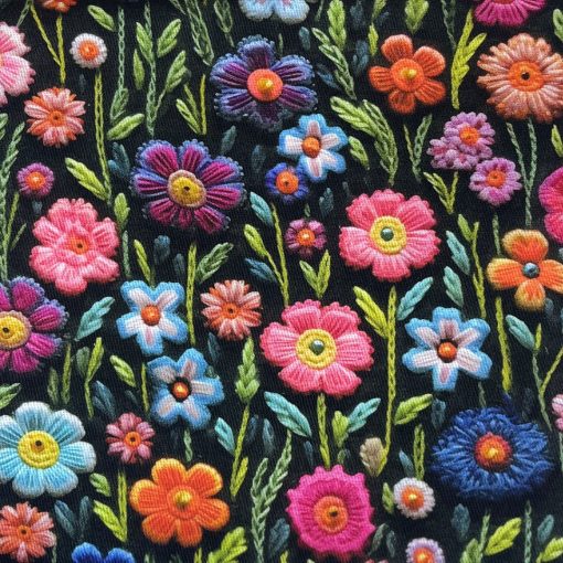 SARJA IMPERMEÁVEL - ESTAMPA FLORES FUNDO PRETO