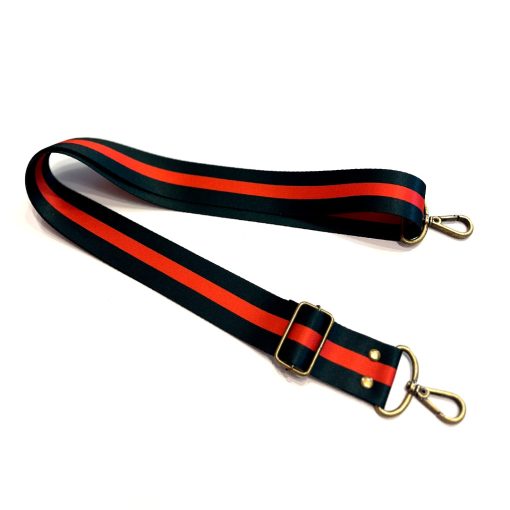 ALÇA PRONTA 4 CM- LISTRA PRETO E VERMELHO