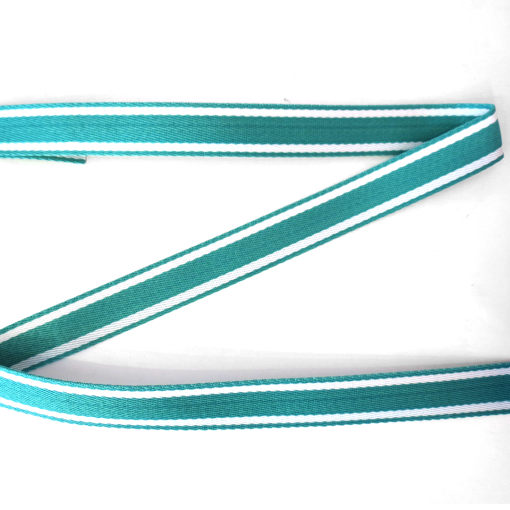 ALÇA 3CM LISTRADA - BRANCO COM TIFANY