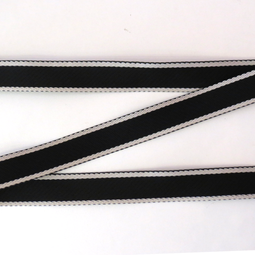 ALÇA 3CM LISTRADA -  BRANCO COM PRETO