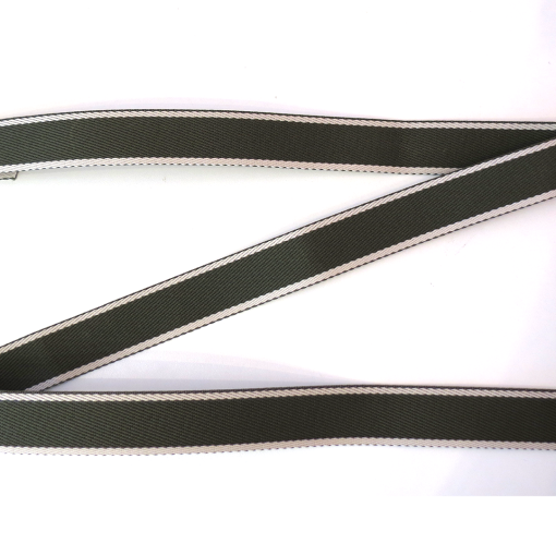 ALÇA 3CM LISTRADA -  BRANCO COM VERDE MUSGO